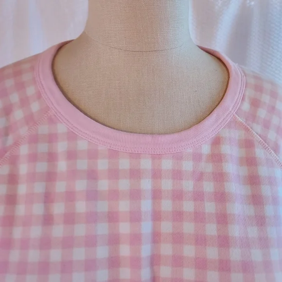 Draper James Women's Sweatshirt Size XL Pink Gingham  Checked Cottagecore Spring - Picture 2 of 10